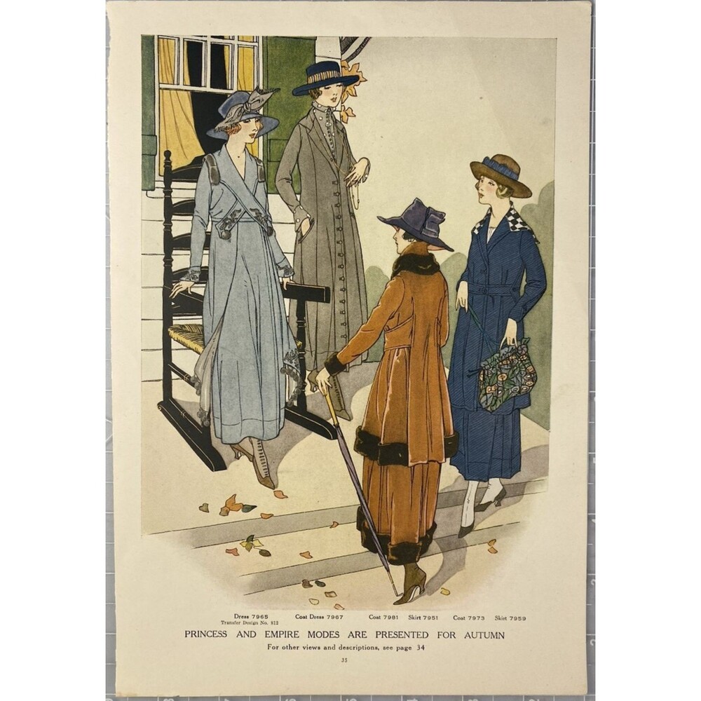 Fashion Illustration "Princess & Empire Modes" Print Ad McCall's Magazine 1917